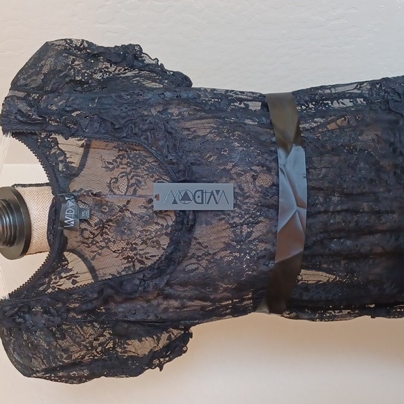 DOLLSKILL WIDOW XXL FORLORN LOVLINESS LACE SHEER TIERED MINI DRESS BLACK - Picture 4 of 15